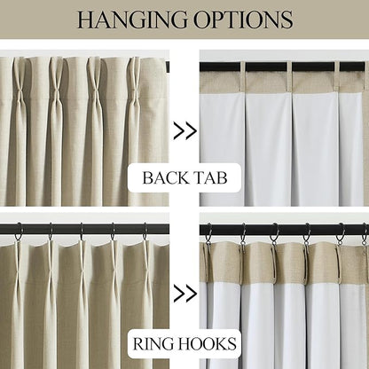Vision Home Sand Pinch Pleated Full Blackout Curtains Linen Blended Room - Image 5