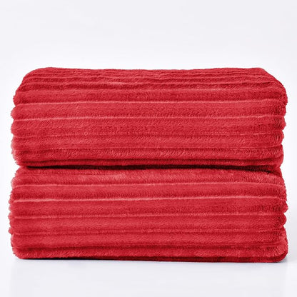 BEDELITE 3D Ribbed Jacquard Red Blankets Queen Size - Image 9