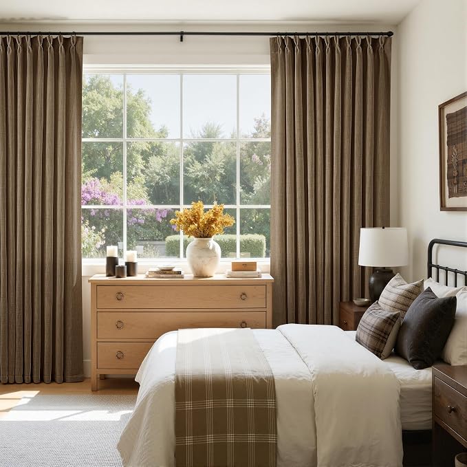 Extra Wide 84 Inch Long Pleated Curtains 70 Inch Wide Dutch Cocoa | Pinch Pleat - Image 6