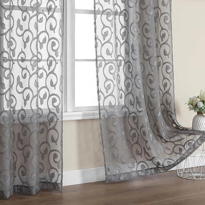 Furman Sheer Charcoal Gray Curtains 84 inches Long - Image 5