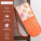 Maison d' Hermine Double Oven Mitts 100% Cotton 7"x35" Double Oven Mitt Heat Resistant BBQ Cooking Gloves with Loop, Baking, Grilling, Home, Kitchen, Handling Hot Pans (Colors of Autumn)