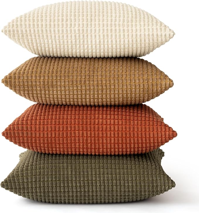 MIULEE Modern Farmhouse Decorative Pillow Covers 18x18 Inch Set of 4 Natural - Image 6