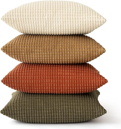 MIULEE Modern Farmhouse Decorative Pillow Covers 16x16 Inch Set of 4 Natural - Image 6
