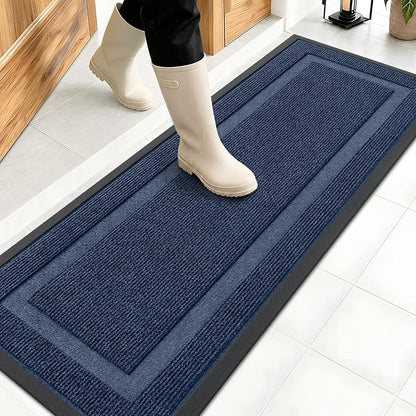 OLANLY Front Door Mat Outside 47x17, All-Season Heavy-Duty Rubber Doormat | Blue by OLANLY