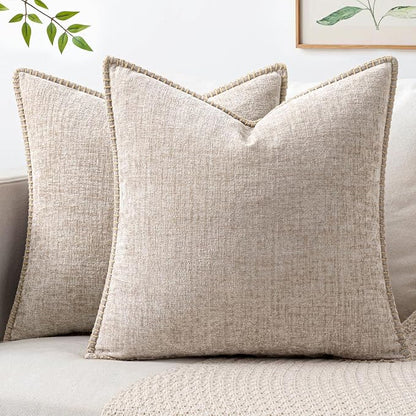 MIULEE Decorative Couch Throw Pillow Covers 20x20 Inch Taupe 2 Pack | Farmhouse by MIULEE
