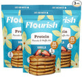 Flourish Protein Pancake & Waffle Mix, with Whey Protein & Flax Seed, No Added Sugar, High in Protein & Fiber - Just Add Water - Vanilla Flavour, 430g (3 Pack) - Made in Canada