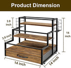 Coffee Syrup Organizer Rack, 4-Tier Syrup Bottle Holder Stand with 36 K Cup Pod Drawer Storage for Coffee Bar, 12 Bottles Storage Shelves for Syrup, Wine, Dressing for Kitchen Coffee Station