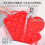 2 Pcs Silicone Muffin Pan for Baking with Metal Frame, Nonstick 12 Cup Regular Size Cupcake Pan, Silicone Muffin Tray for Egg Bites (Red)