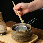 Japanese Matcha Tea Set (7pcs) - Matcha Whisk and Bowl, Whisk Stand (Chasen Holder), Scoop, Starter Making Kit for Matcha Tea Ceremony (Kiln Glaze-White)
