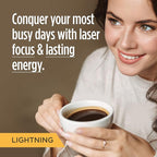 VitaCup Lightning Coffee Pods, for Memory & Focus w/ 2X Caffeine, Green Coffee Bean, B Vitamins, D3, Strong Dark Roast, Recyclable Single Serve Pod Compatible with Keurig K-Cup Brewers,32 Ct