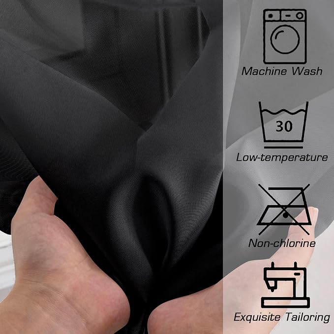 Simplebrand Black Sheer Curtains 84 Inches Long, Light Filtering Rod Pocket - Image 6