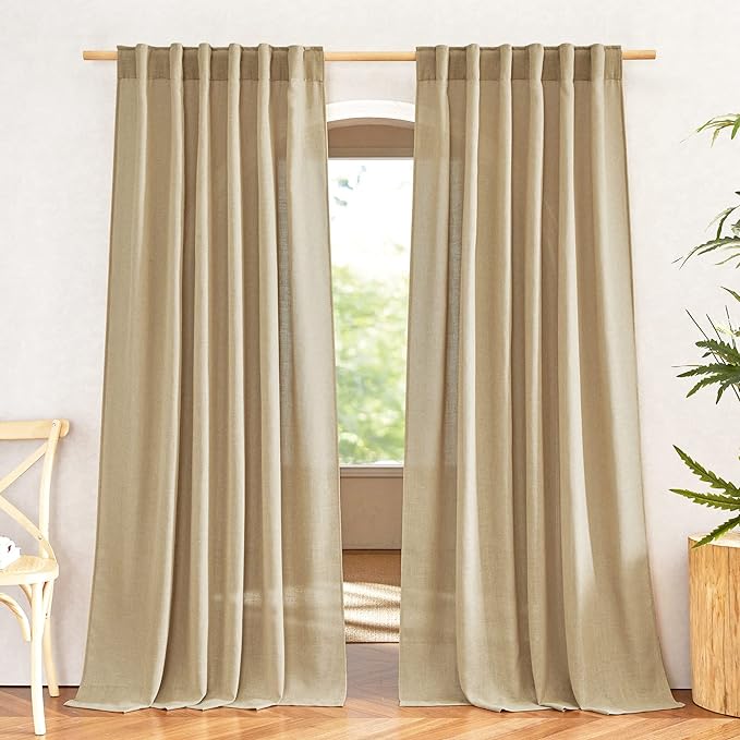 NICETOWN Linen Brown Curtains & Drapes Privacy by NICETOWN