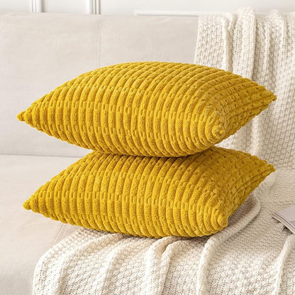 MIULEE Decorative Throw Pillow Covers 18x18 Mustard Yellow Pack of 2 | Soft - Image 5