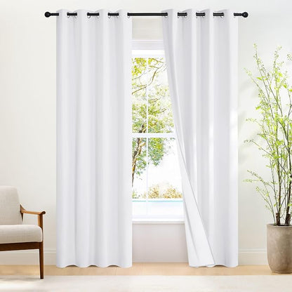 NICETOWN White Blackout 80 inch Curtains by NICETOWN