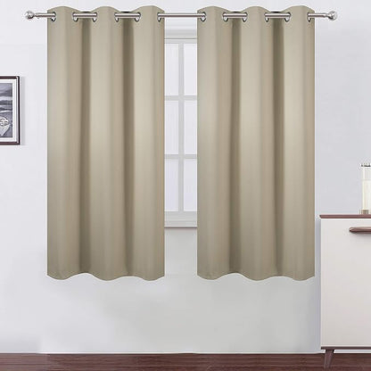Beige Thermal Blackout Curtains/42 x 63 Inch/Set of 2 Panels Room Darkening by Lemomo