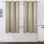Beige Blackout Curtains 34 x 63 Inch Length/Set of 2 Curtain Panels/Thermal by Lemomo