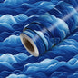 HOMETITUTE Wave Pattern Wallpaper Peel and Stick Ocean Blue Contact Paper Wall by HOMETITUTE