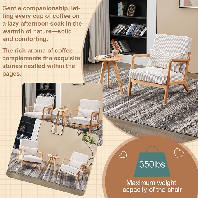 Beige Midcentury Modern Accent Chair - Image 4