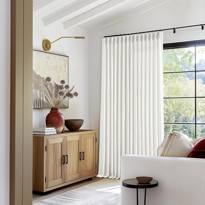 Beige White Pinch Pleated Extra Wide 102 Inch Long Curtains 100 Inch Wide | - Image 8