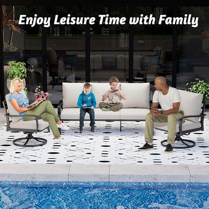 HOMREST Patio Furniture Sets 4 PCS Outdoor Metal Conversation Sets, 360 Degree - Image 7