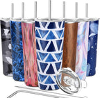 THILY Tumbler Stainless Steel Coffee Cup 26 oz Triple-Insulated Travel Mug with Splash-Proof Lid, for Iced Drinks and Hot Beverage Smoothies Cup, Blue Triangle