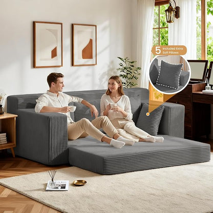 Oversized Boneless Loveseat, 3 Seater Pull Out Convertible Sofa Bed - Image 4