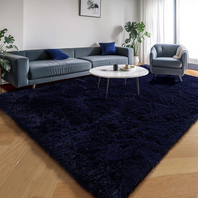 Dark Navy Blue Rugs for Living Room 5x8 Ft, Plush Area Rugs for Bedroom | - Image 6