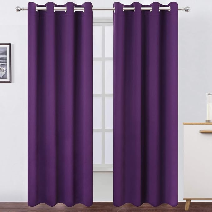 Blackout Curtains 66 x 84 inch/Purple Curtains Set of 2 Panels/Thermal by Lemomo