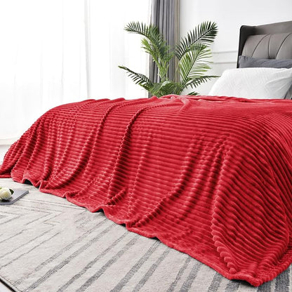 BEDELITE 3D Ribbed Jacquard Red Blankets Queen Size by BEDELITE