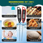 6 Set Waterproof Food Thermometer for Water, Liquid, Candle and Cooking Digital Meat Thermometer with Long Probe Instant Read for Kitchen BBQ Grill Candy (Black,Red)