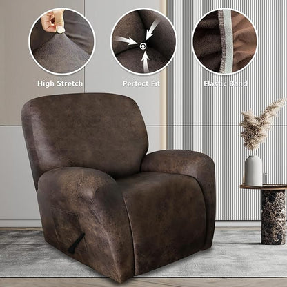 ANARACHON Leather Like Recliner Chair Covers Heavy Duty, 4 Pieces Recliner Cover - Image 8