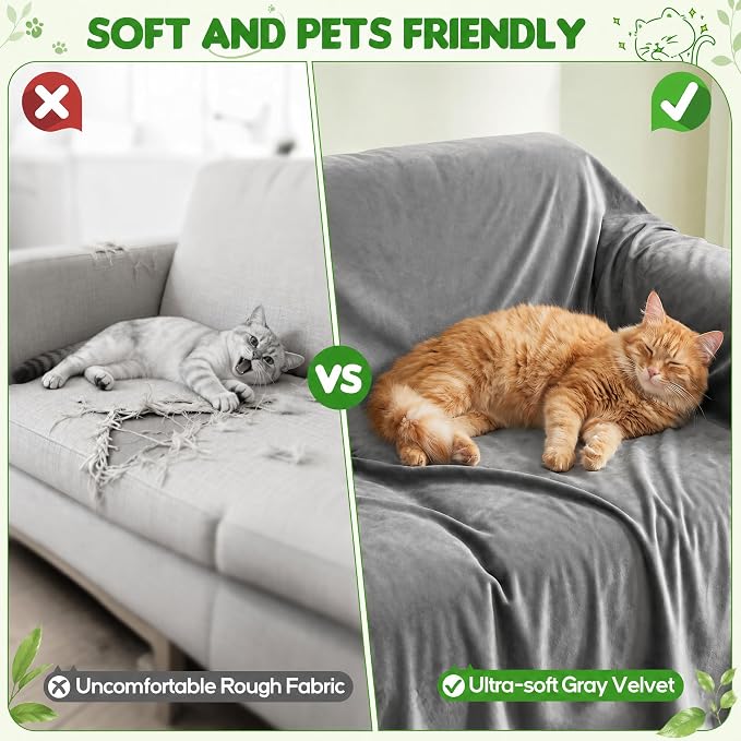 LOllON Velvet Couch Cover for Cats Dogs Kids - Image 9