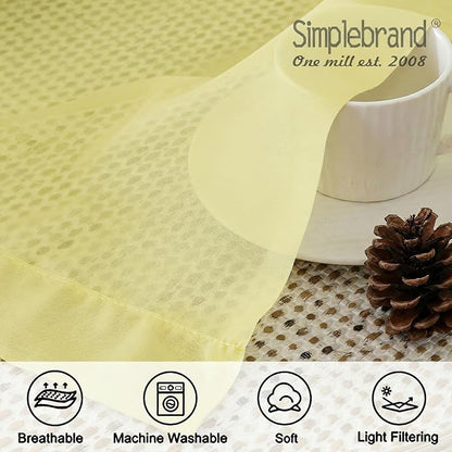 Simplebrand Light Yellow Short Sheer Curtains 45 Inch Length - Image 5