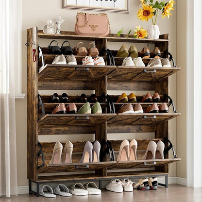 BORNOON Shoe Cabinet with 6 Flip Drawers Narrow Shoe Storage Cabinet Organizer - Image 3