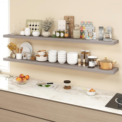 Acovy 72 Inch Floating Shelves, 9.3" Deep Floating Shelf Wall Mounted, Rustic - Image 2