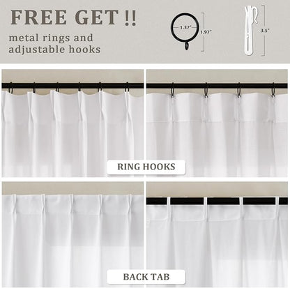 Ivory Pinch Pleated Linen Curtains 96 Inches Long Light Filtering | Semi Sheer， - Image 4