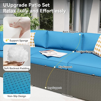 Aoxun Patio Furniture Set, 11 Piece Outdoor Sectional Sofas - Image 2