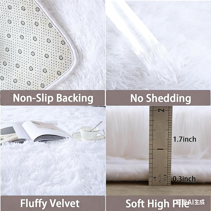 6x9 Area Rug Fluffy Shaggy Ultra Soft Faux Fur Non-Slip Machine Washable Carpet - Image 6