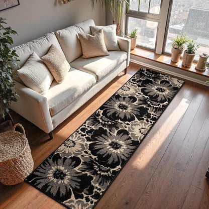Findosom Hallway Runner Rug 2x12, Non Slip High-Low Textured Floral Washable - Image 9