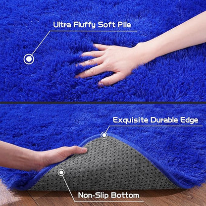 Pionblank Fluffy Area Rug for Bedroom 4x6, Indoor Plush Carpet, Royal Blue | - Image 6