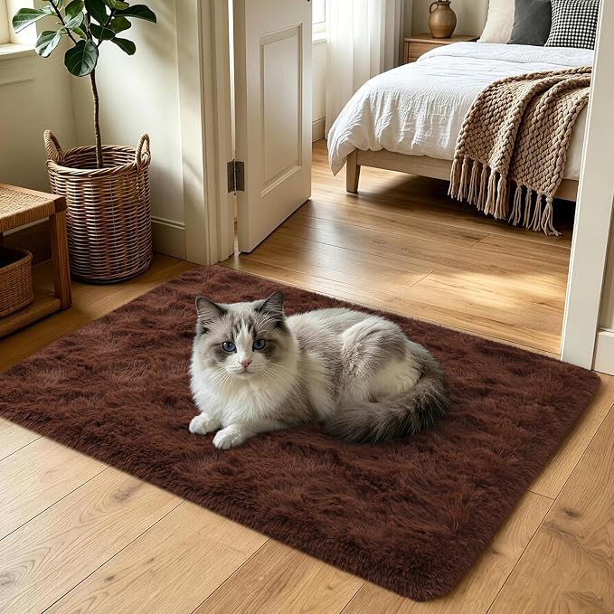 3x5 Brown Fluffy Soft Area Rug Non-Slip - Image 2