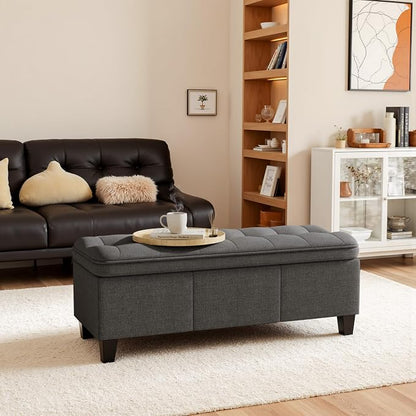 YESHOMY 47 Inches Ottoman with Storage, Storage Bench with Legs, Ottomans - Image 3