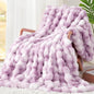 Luxury 1000GSM Faux Rabbit Fur Throw Blanket by TOUCHAT