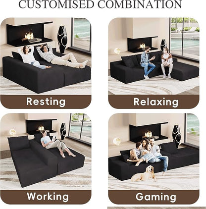 96" L Shaped Modular Sectional Sofa, Boneless Cloud Couch - Image 4
