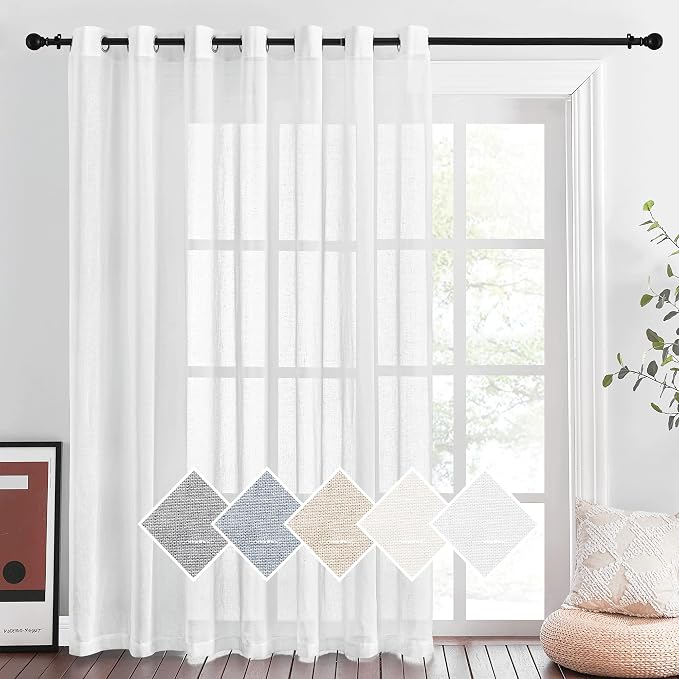 NICETOWN White Sheer Curtains for Sliding Glass Door, 100 Inch Curtains Grommet by NICETOWN