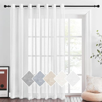 NICETOWN White Sheer Curtains for Sliding Glass Door, 100 Inch Curtains Grommet by NICETOWN