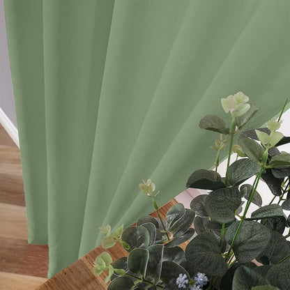Tollpiz Sheer Tier Curtain Linen Textured Half Kitchen Curtains Sheer Light - Image 3