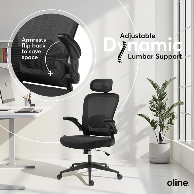 Oline ErgoAir Ergonomic Office Chair – Adjustable Lumbar Support, Flip-Up - Image 6