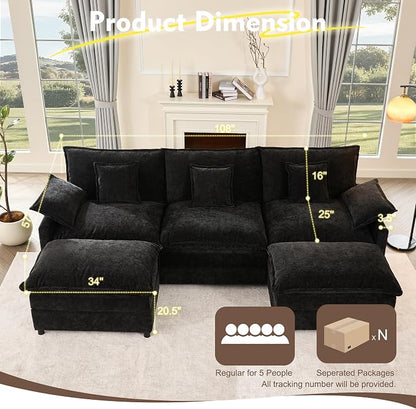 GOSUHI 108" U Shaped Couch, Modular Sectional Sofa, 3-Seater Comfy Cloud Couch - Image 2