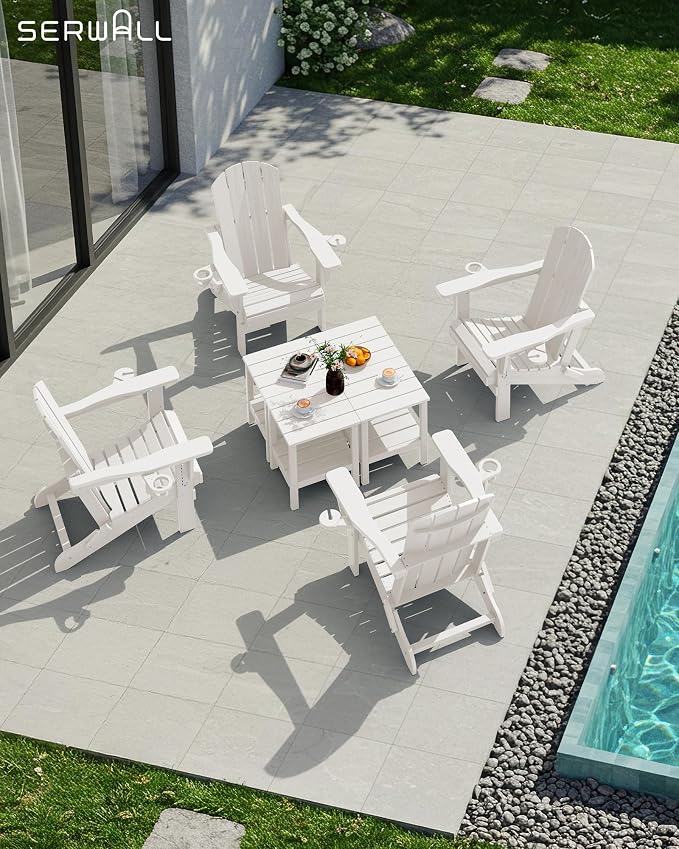 SERWALL 2-Tier HDPE Outdoor Side Tables Set of 2, Weatherproof Rectangular - Image 8